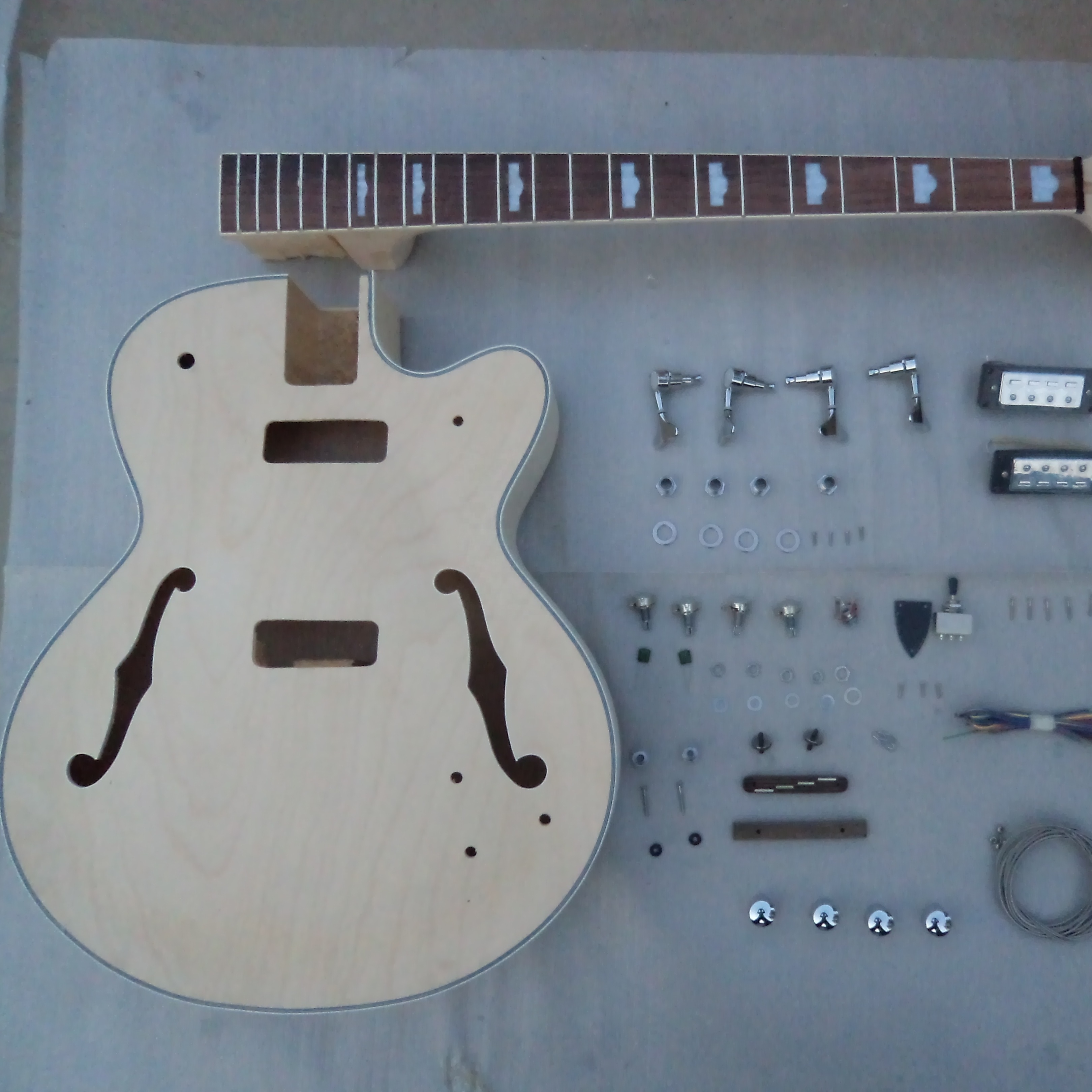 BK011 Semi Hollow Body Style DIY Unfinished Project Luthier Electric Guitar Kit