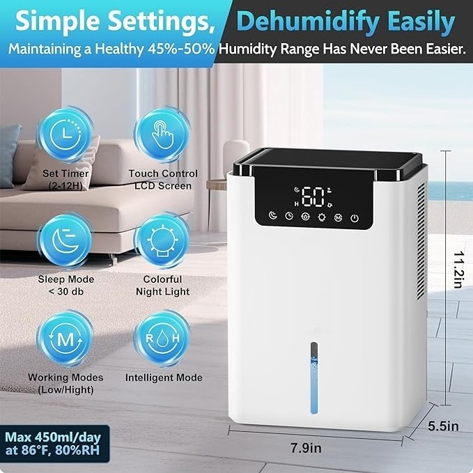 Oem/Odm 2000ml Air Dryer Small Electric Desiccant Whole House Home Dehumidifier With LED Light