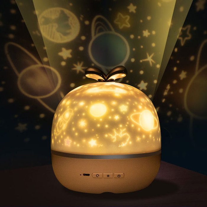 Kids Night Light 360-degree Rotating Star Moon Projection Lamp For Baby Kids Adult Bedroom Living Room