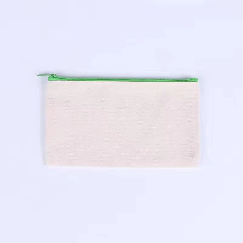 wholesale custom promotional plain canvas pencil case coin purse with zipper