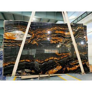 Natural real Black with gold Matrix Titanium Granite slabs Magma Gold Granite  for  cabinet top