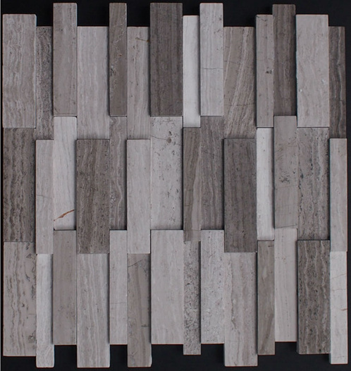 Chinese Wooden Grain  Mesh Marble Mosaic 3D Wall Backsplash Tiles