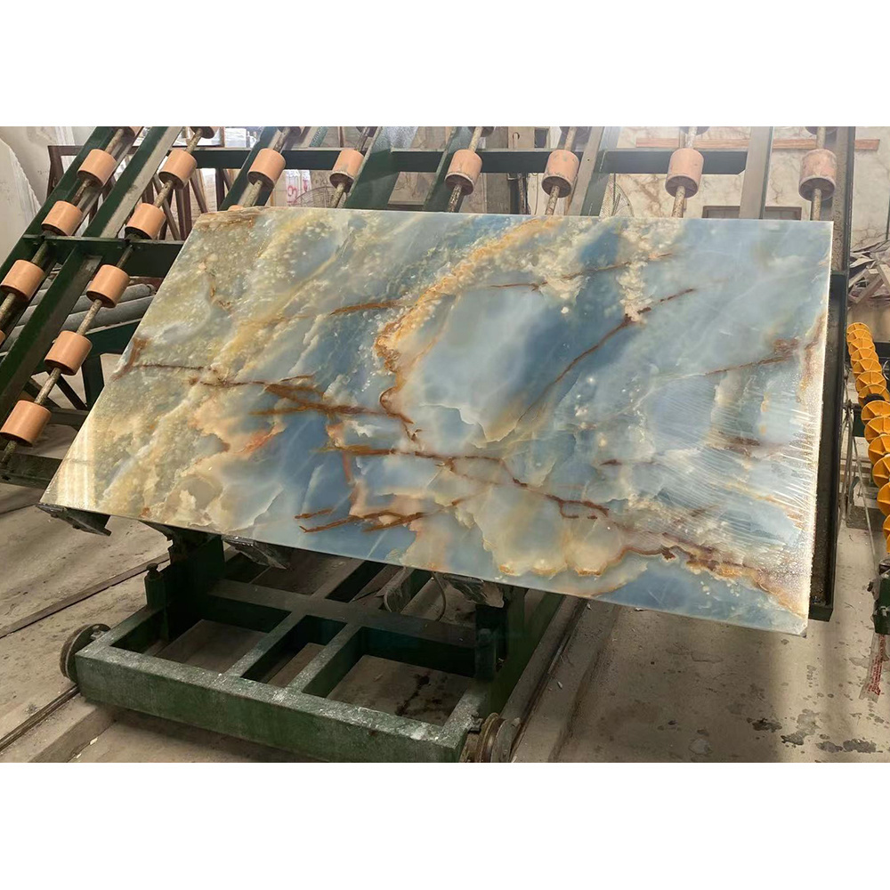 New arrival  House decoration real transparent Blue onyx Blue Aurora marble stone for floor and wall tile