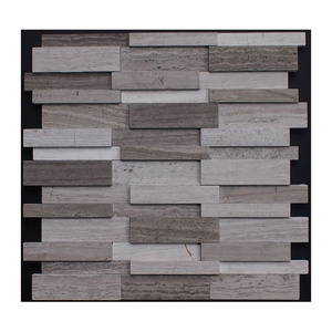 Chinese Wooden Grain  Mesh Marble Mosaic 3D Wall Backsplash Tiles