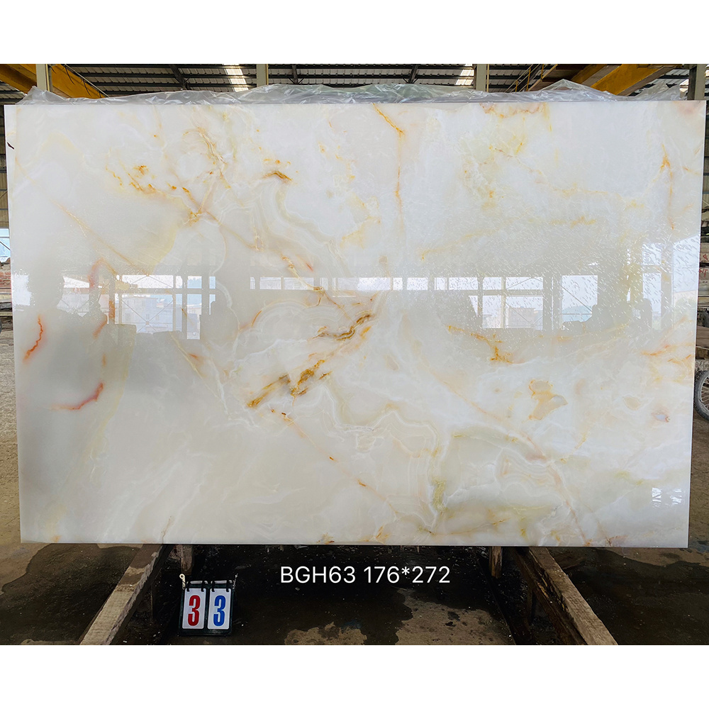 Home decoration real transparent white onyx marble stone for floor and wall tile