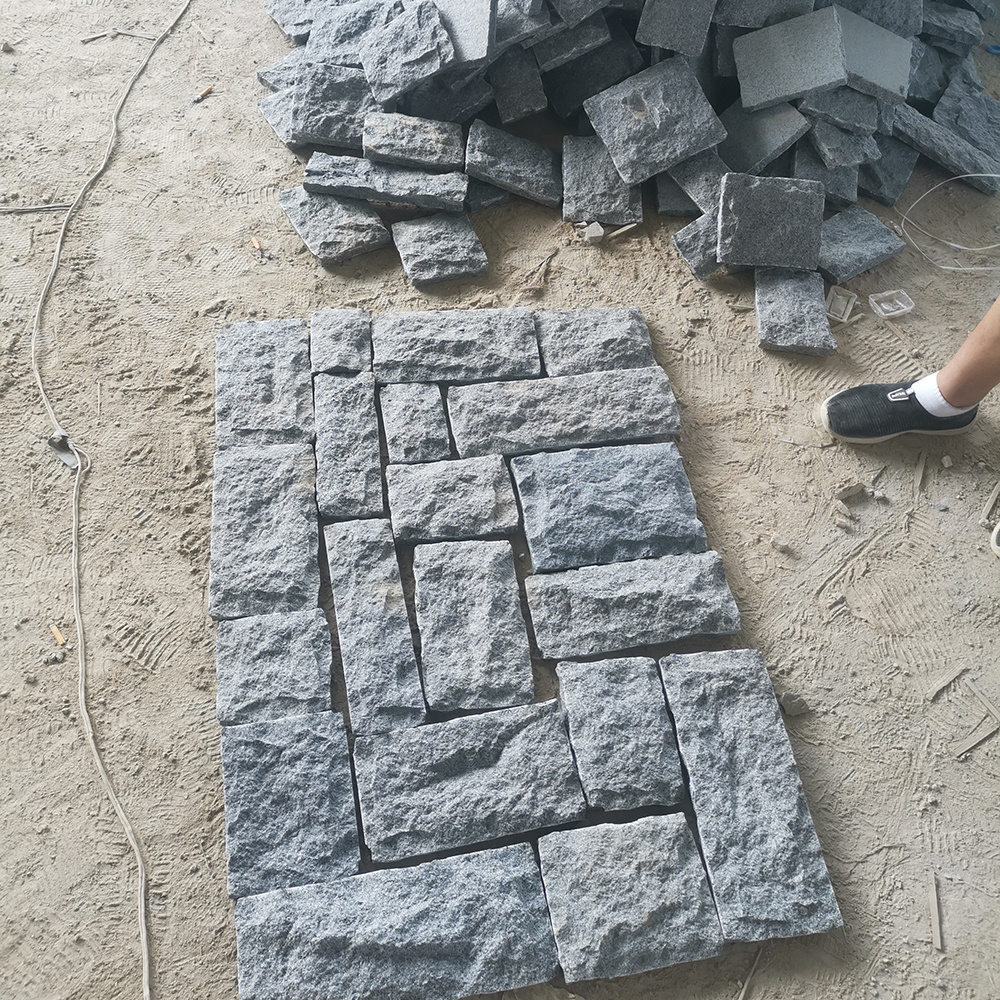 Natural dark granite rock paver stone veneer  stacked rock flag stone wall cladding ledger veneer