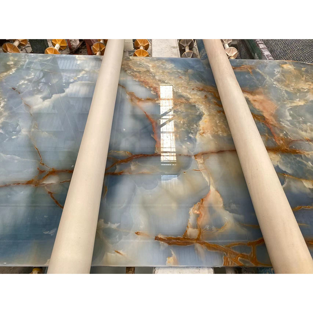 New arrival  House decoration real transparent Blue onyx Blue Aurora marble stone for floor and wall tile