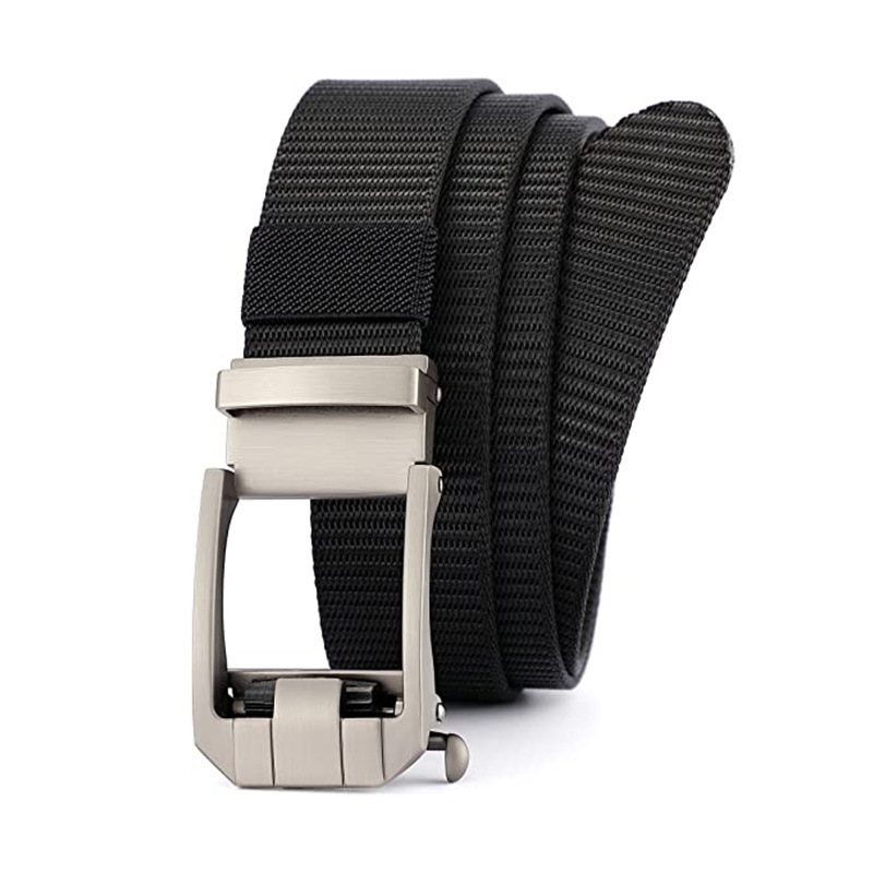 Factory Selling 100% Black Polyester Belt Adjustable Cross Border Tactical Casual Golf Jeans Zinc Alloy Buckle Weave Belt