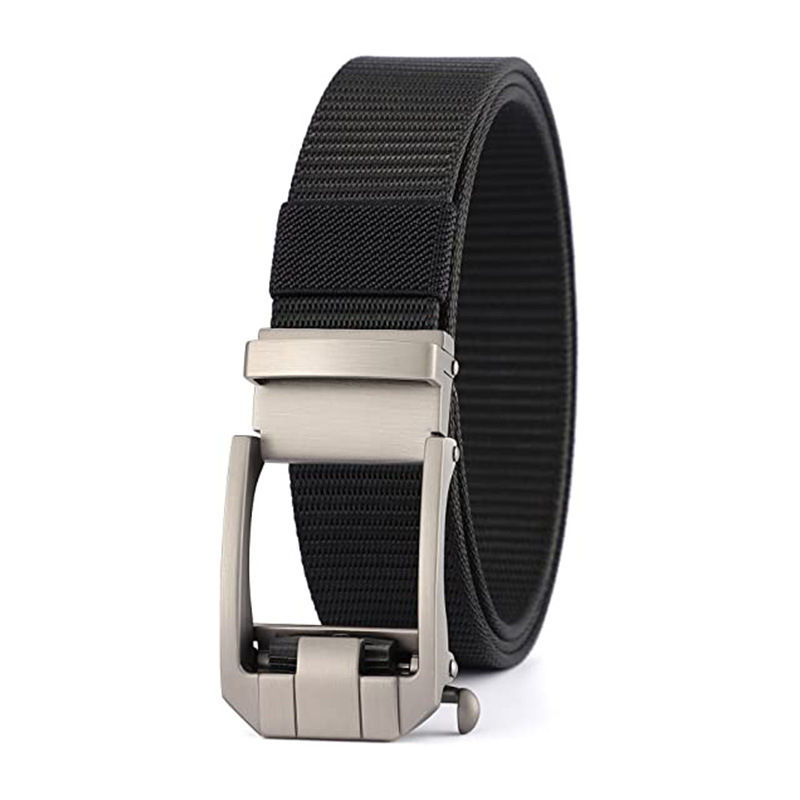 Factory Selling 100% Black Polyester Belt Adjustable Cross Border Tactical Casual Golf Jeans Zinc Alloy Buckle Weave Belt