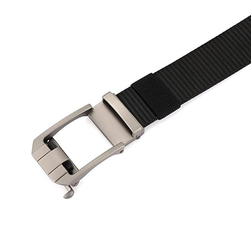 Factory Selling 100% Black Polyester Belt Adjustable Cross Border Tactical Casual Golf Jeans Zinc Alloy Buckle Weave Belt