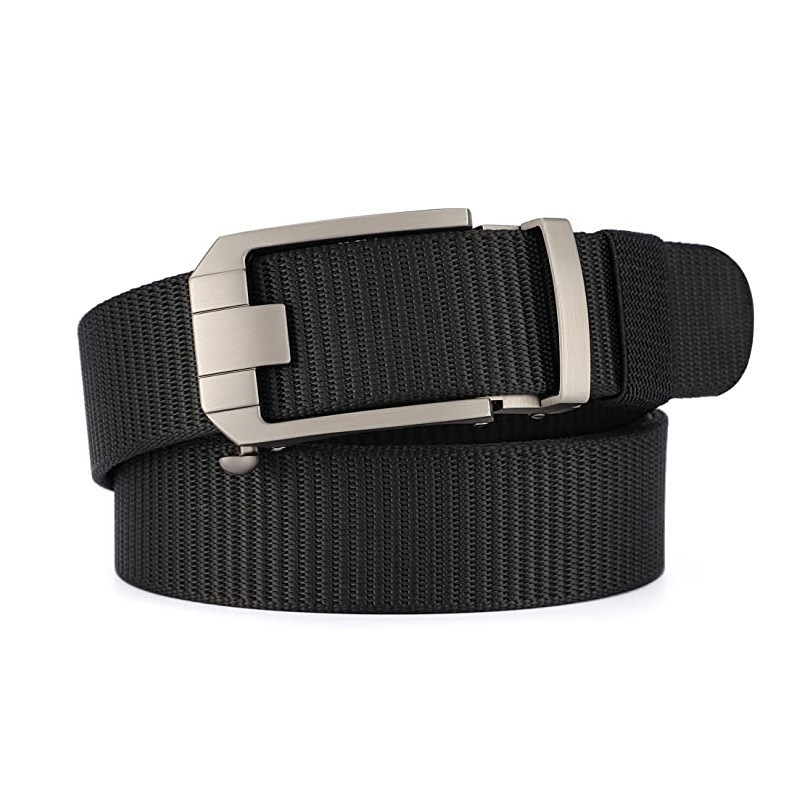 Factory Selling 100% Black Polyester Belt Adjustable Cross Border Tactical Casual Golf Jeans Zinc Alloy Buckle Weave Belt