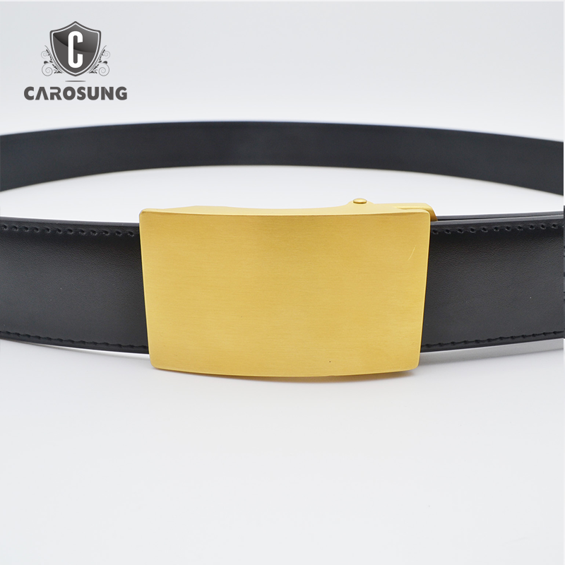 luxurious custom logo 35mm golden stainless steel automatic blank buckle ratchet belt for men