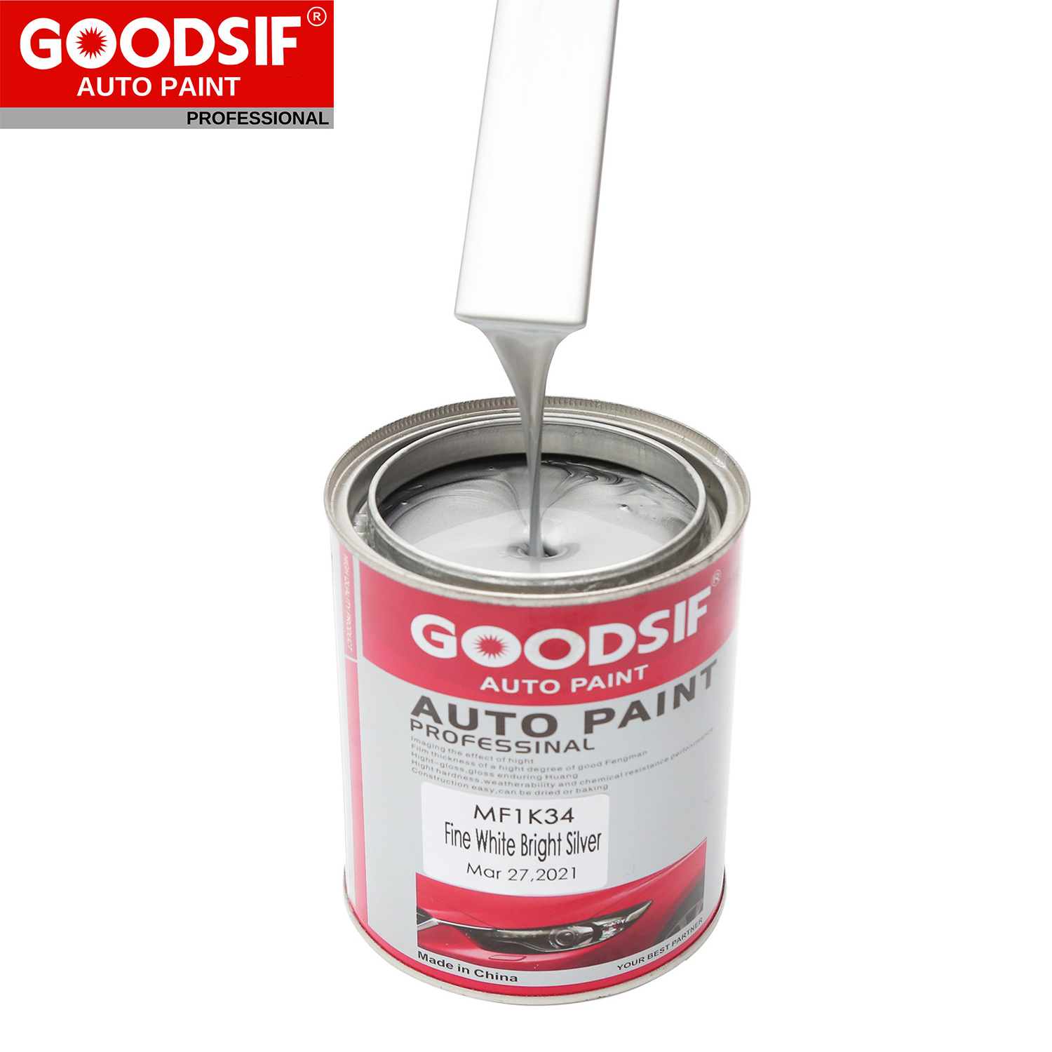 GOODSIF Car Paint Price Acrylic Solvent Based Automotive Lacquer 1k Silver Pearl Auto Repair Paint Color