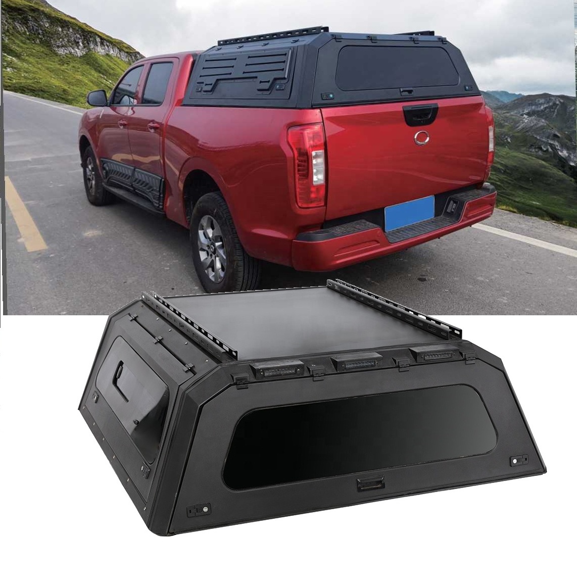 Lightweight Aluminum Flat Material 4x4 Slide On Camper Truck topper Canopy  fit for Ford Ranger F150  hardtop