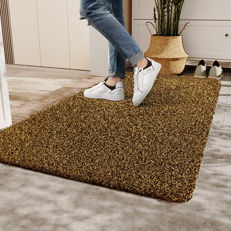 Tough coconut PVC rubber non-clip strong firm floor carpet rug door mat outdoor with environmental adhesive