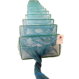 Hot Selling 380d/6ply Green Fish Trap Multifilament Hdpe Great Wall Fish Cage Collapsible Fish Cage