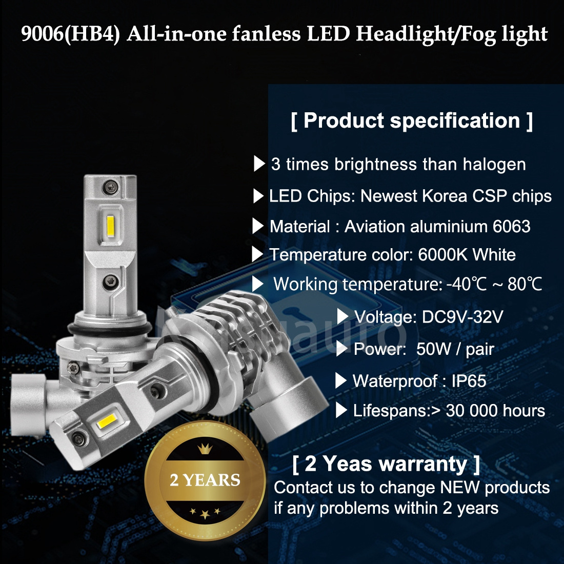 CQLSuper Bright Led Headlight Bulb H4 9006 6000K 12v Car  Headlight for Lada Honda Toyota