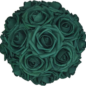 Bulk Dark emerald Green Roses Artificial Flowers with Stem for DIY Wedding Bouquets Centerpieces Arrangements Kissing Ball