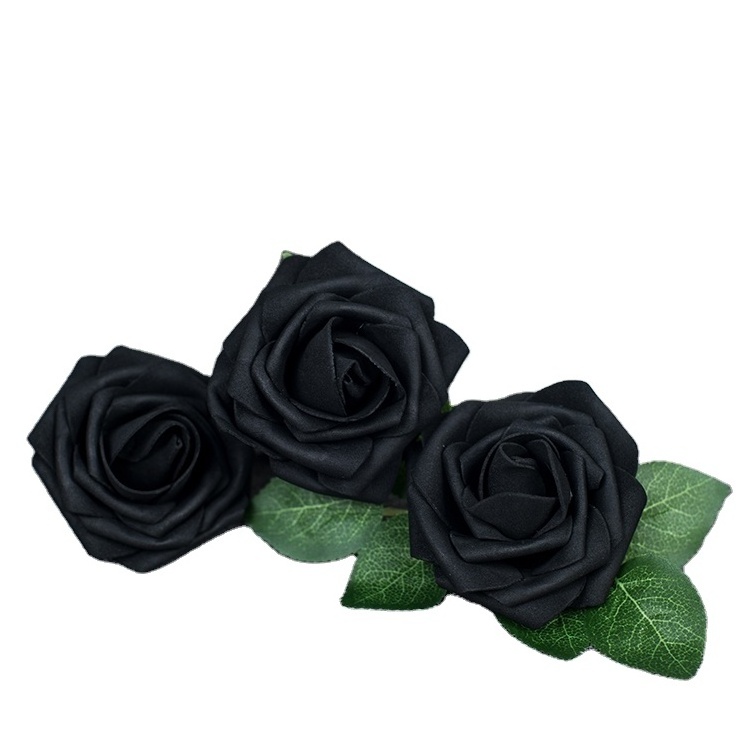 High Quality Artificial PE latex Foam Rose Flowers with stem Bride Bouquet Home Wedding Decor DIY 8CM Colorful Flower Foam