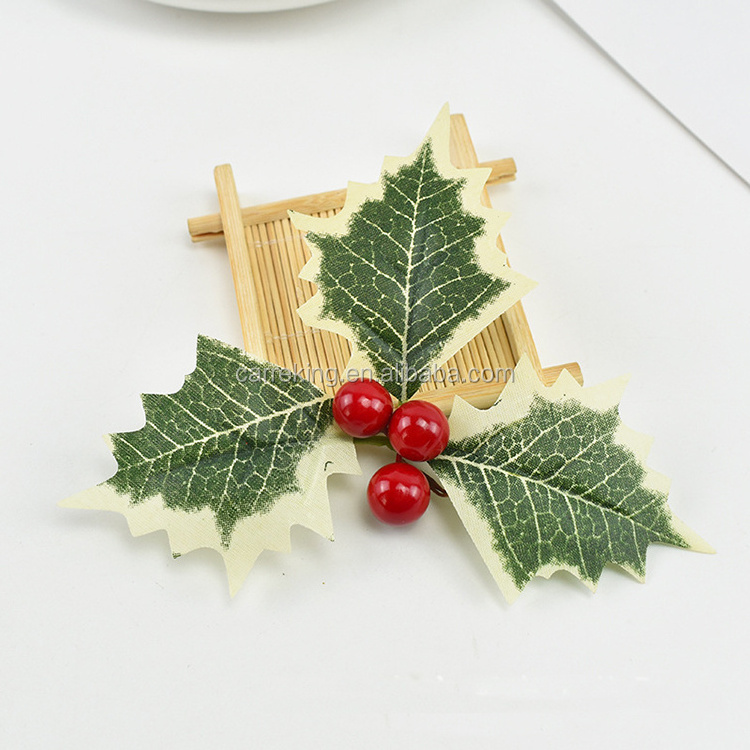 Christmas Picks Artificial Holly Berry with Green Leaves for Christmas Wreath Arrangement Cake Toppers Craft Wedding Party