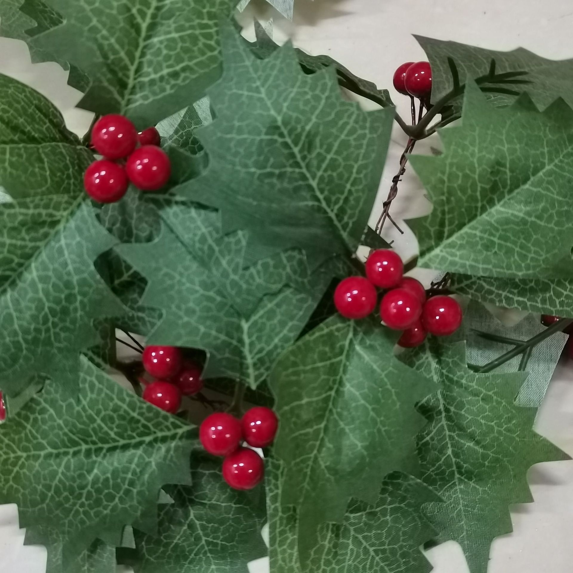 Christmas Picks Artificial Holly Berry with Green Leaves for Christmas Wreath Arrangement Cake Toppers Craft Wedding Party