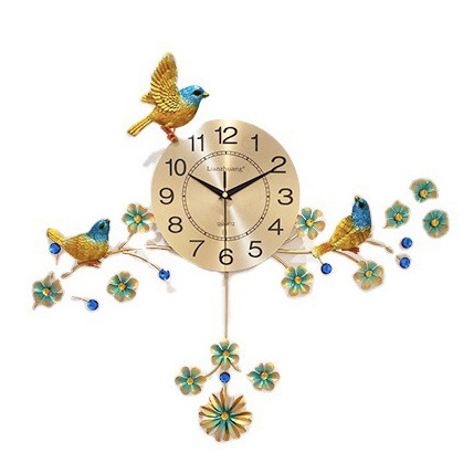 top seller 3D Non Ticking Clock Living Room Silent Bird peacock Wall Clock for wall decoration