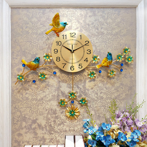 top seller 3D Non Ticking Clock Living Room Silent Bird peacock Wall Clock for wall decoration