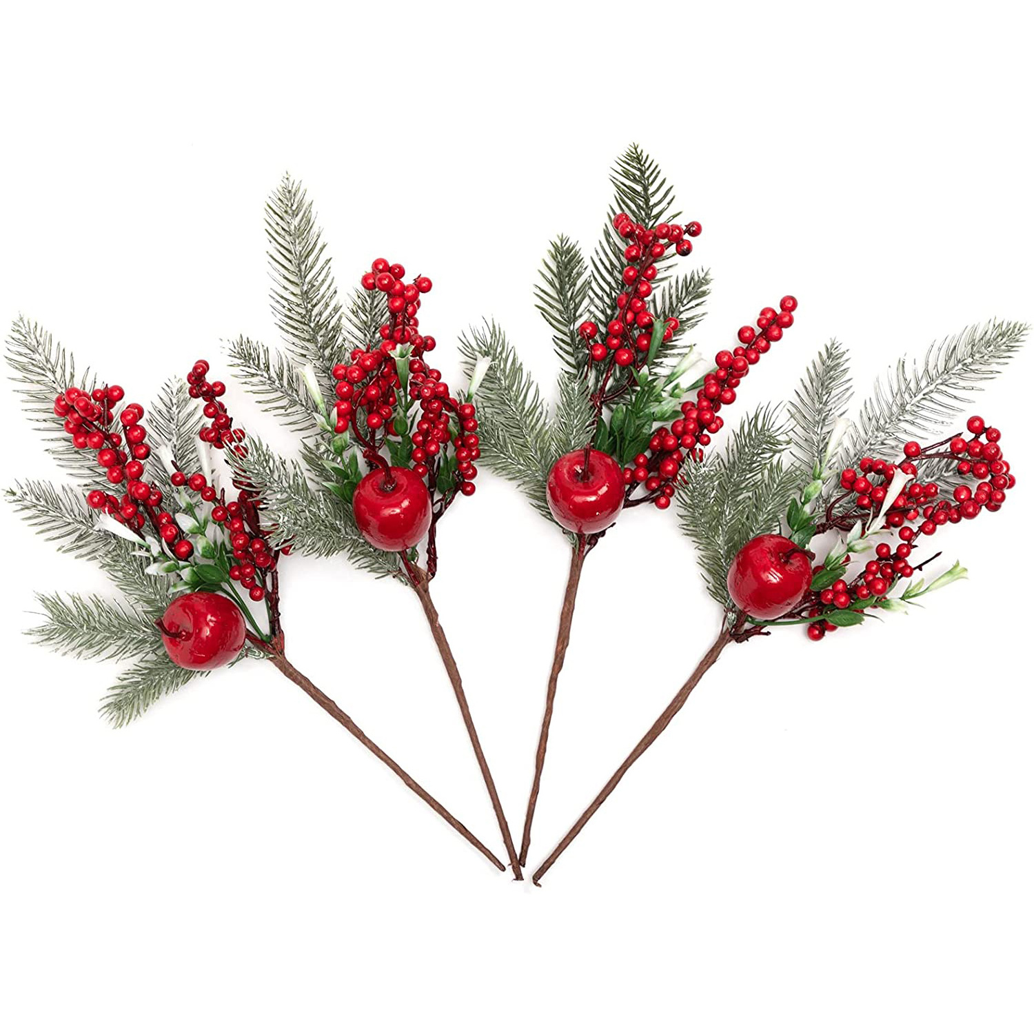 wholesale artificial pine cones pine branches Christmas Decorative Berry Branch with red berries for christmas wreath