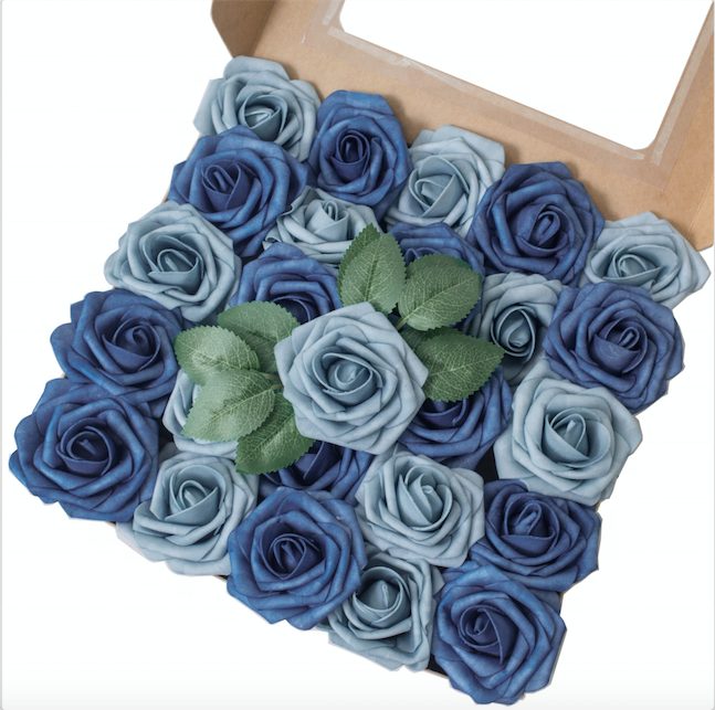 Dusty Blue Shades Roses Artificial Flowers Roses DIY Wedding Bouquets Centerpieces Arrangements Party Baby Shower