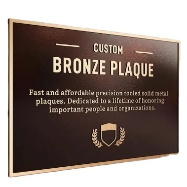 Custom Antique Metal Logo Embossed Plaque Sign Commemorative Gold Aluminum Brass Plaque