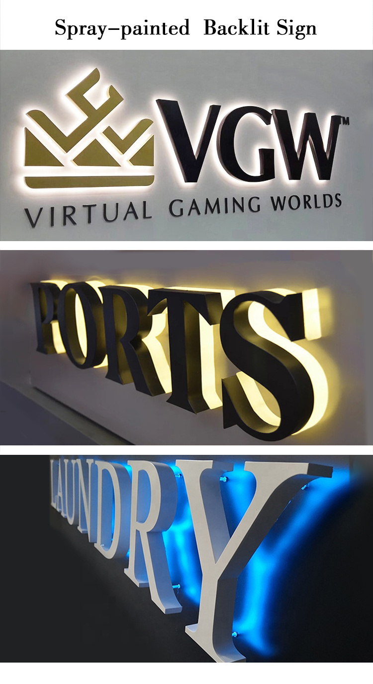 3d led stainless steel backlit channel letters sign light wall logo signage sign custom 3d led letter sign