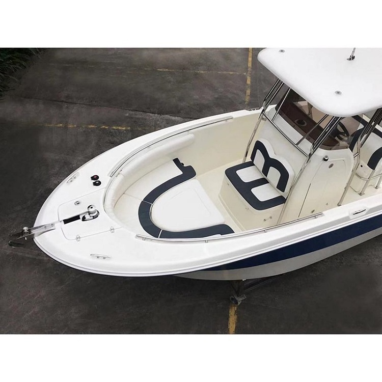 23FT Fiberglass Fishing Boat Outboard Engine T-Top Hardtop Bimini Boat for Sale