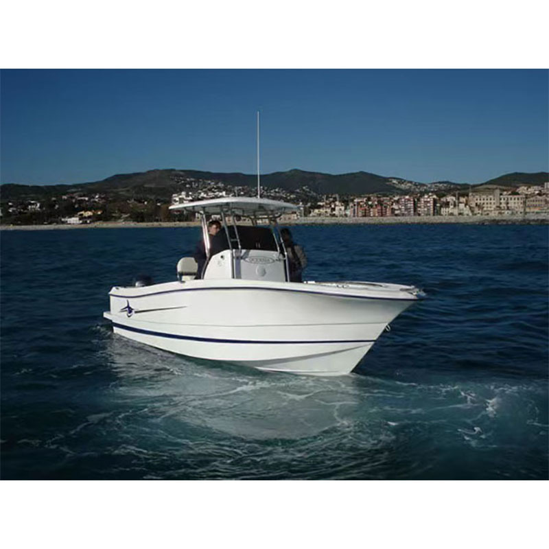 23FT Fiberglass Fishing Boat Outboard Engine T-Top Hardtop Bimini Boat for Sale