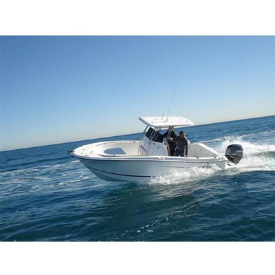 23FT Fiberglass Fishing Boat Outboard Engine T-Top Hardtop Bimini Boat for Sale