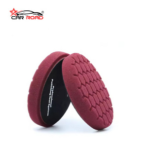 3 "5" 6 "7" fuchsia honeycomb shape small flocking car foam polishing pad