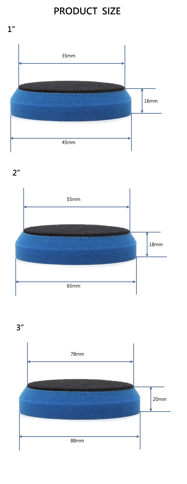 New Design CARROAD 1/2/3 Inch car foam Polishing Pad car buffing pad  For DA Buffer Pad Polisher Use