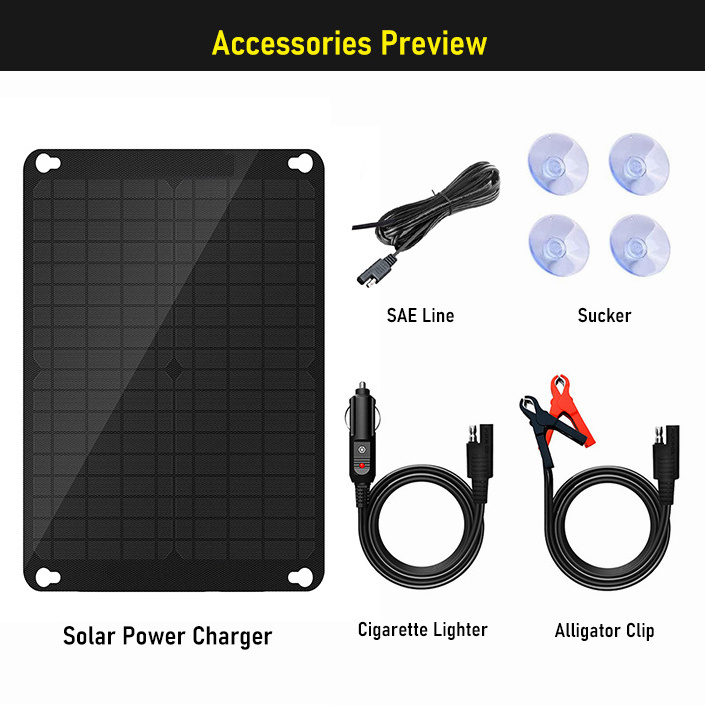 12 Volt 10 Watt Solar Car Battery Charger and Maintainer Solar Panel Trickle Charger Portable Power solar panel system