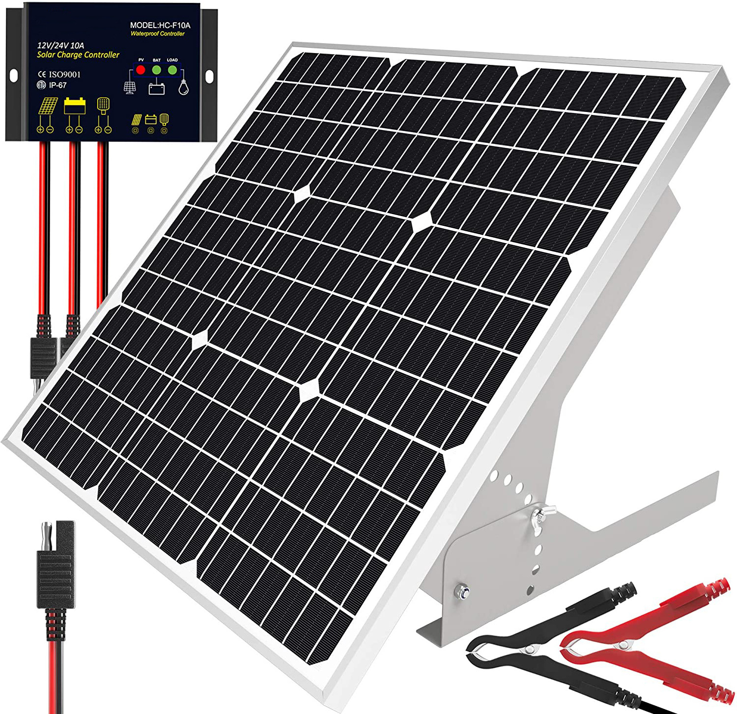 50W/12V Solar Panel system Kit Trickle Charger Maintainer  Waterproof Control battety Adjustable Mounting CA223-SL