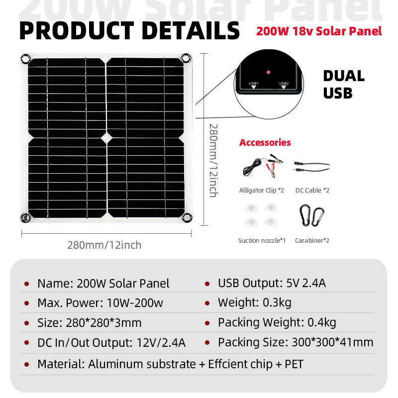 6000W Solar System 6000W Inverter with 200W Panel 30A Controller Flex Kit Fits Car 12V Cigarette Lighter and Battery Clips