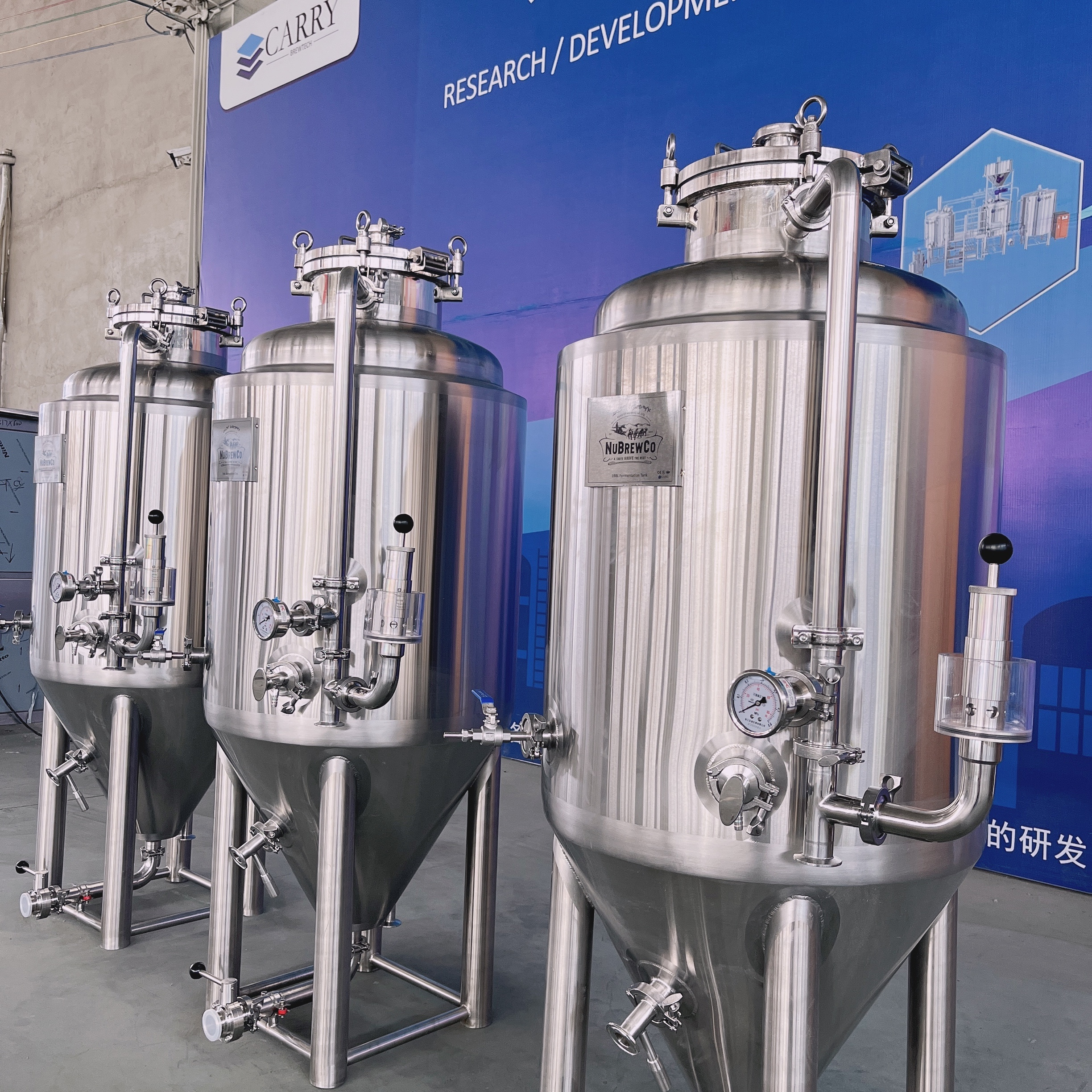 CARRY 100L 200L 300L 400L Stainless Steel 304 Food Grade Conical Beer Brewing Equipment  Fermentation Tank in Sales