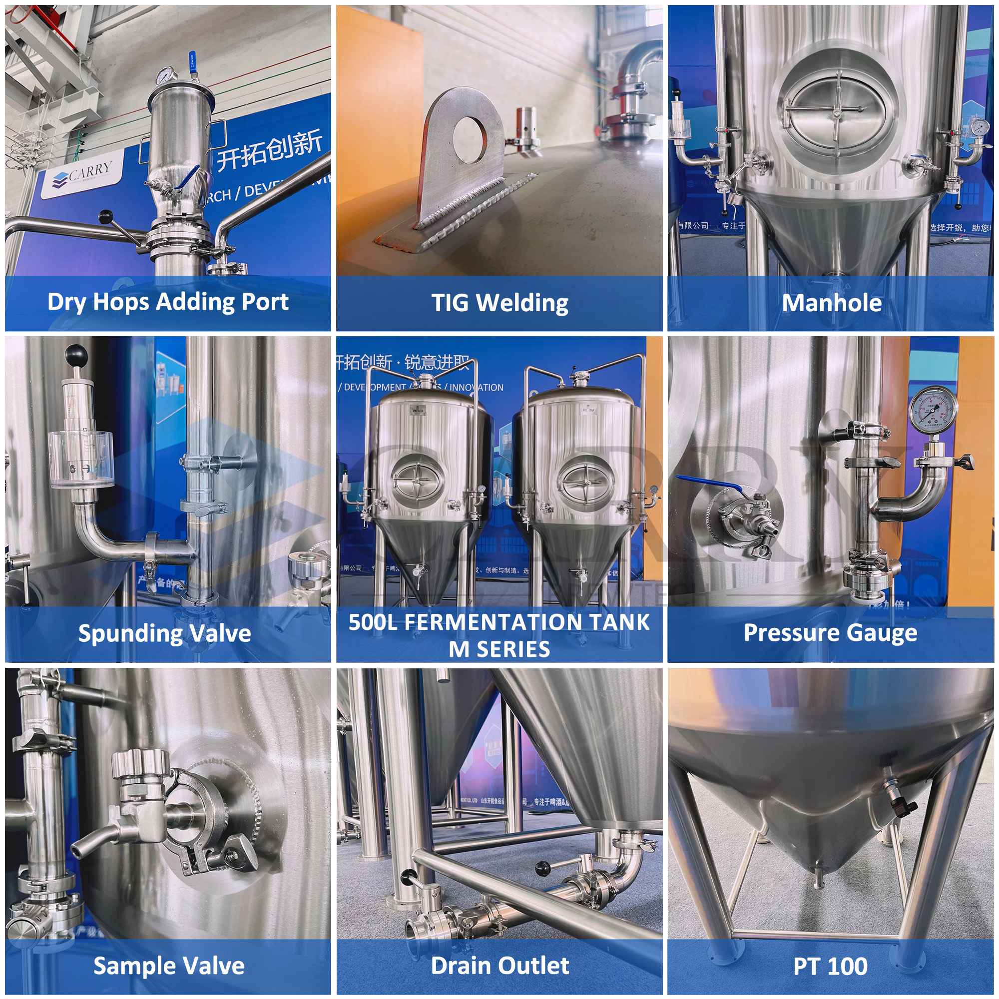 100l 200l 250l 300l 400l 500l Stainless Steel Jacketed Conical Beer Fermenter Tank In Stock