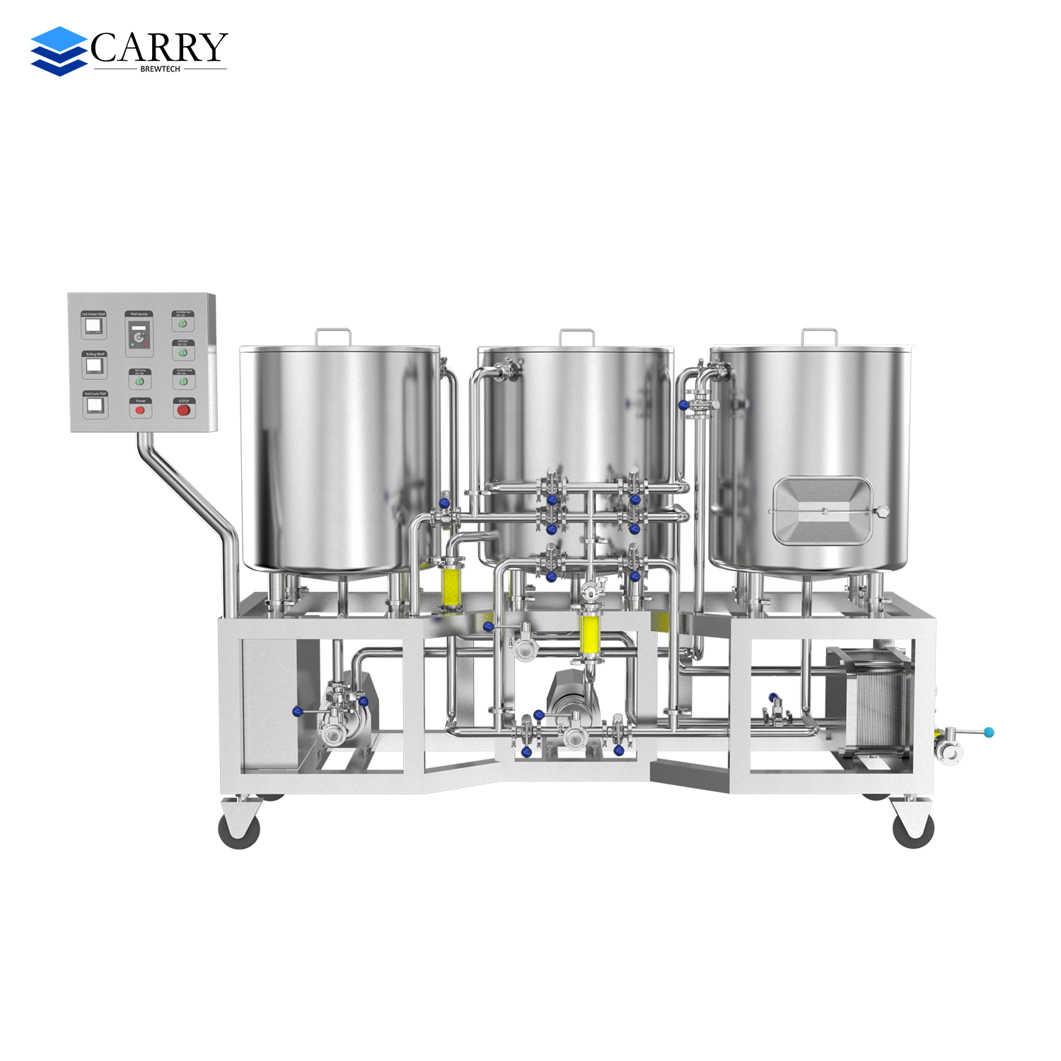 100l 200l 300l 500l Electric Heating Three Vessel Brewhouse Mash Tun Brew Kettle Whirlpool Tank Beer Brewing Pot