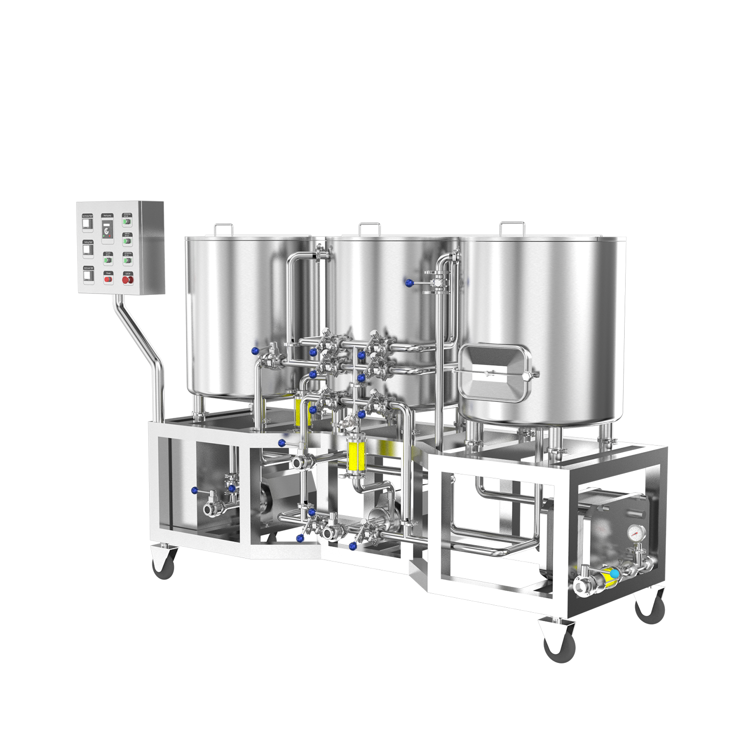 100l 200l 300l 500l Electric Heating Three Vessel Brewhouse Mash Tun Brew Kettle Whirlpool Tank Beer Brewing Pot