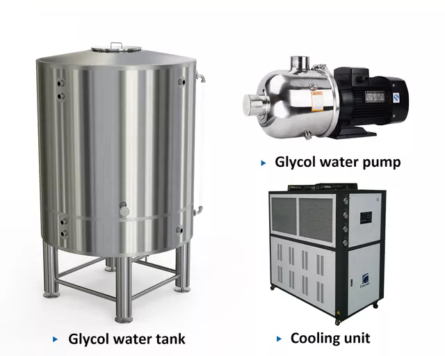 600L Stainless Steel 304 Glycol Water Tank Glycol cooling system for Beer Fermentation with chiller