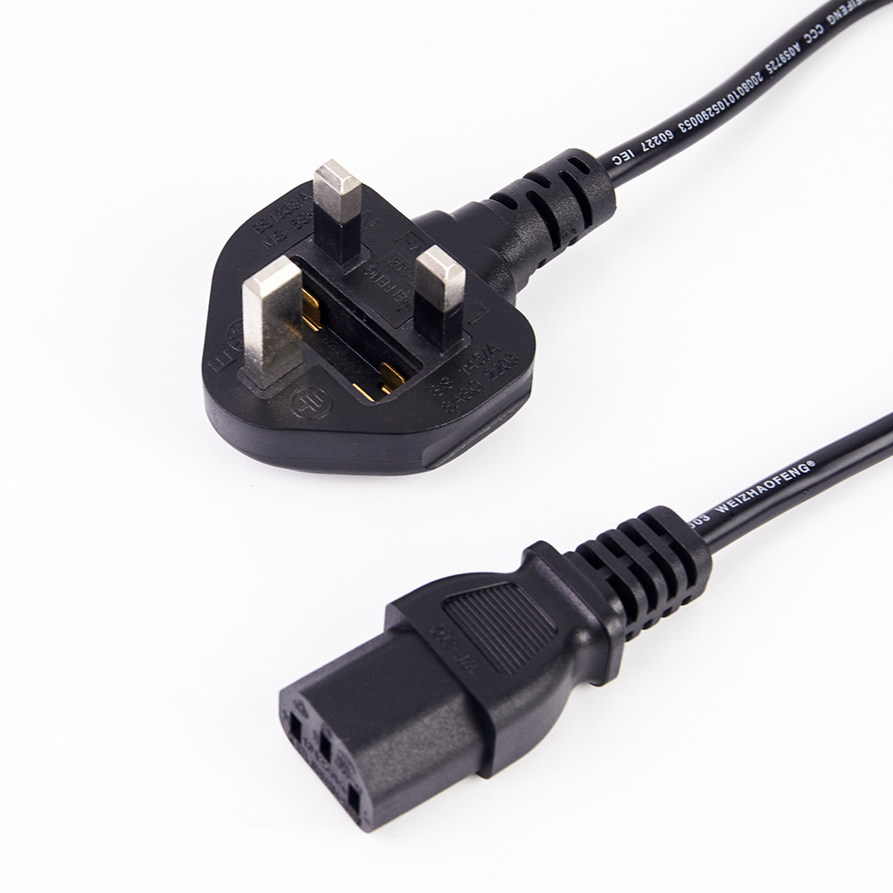 High Quality BS1363 Electric Wire Manufacturer UK PVC Power Plug AC Power Cord Cable With C15 End