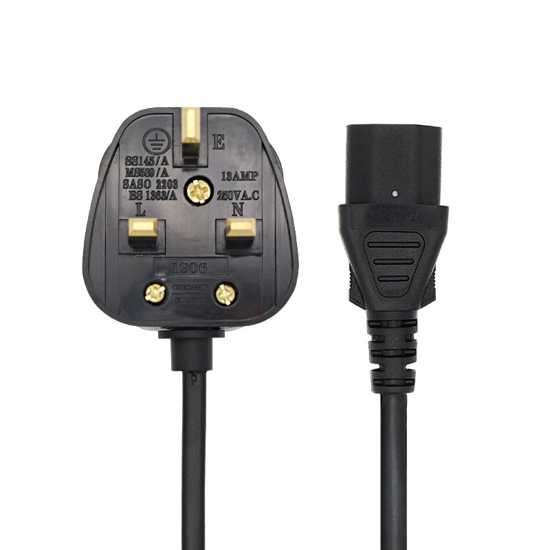 Factory Wholesale Good Quality UK Standard 1M 1.5M Power Cord For Laptop Computer AC Cable UK Plug