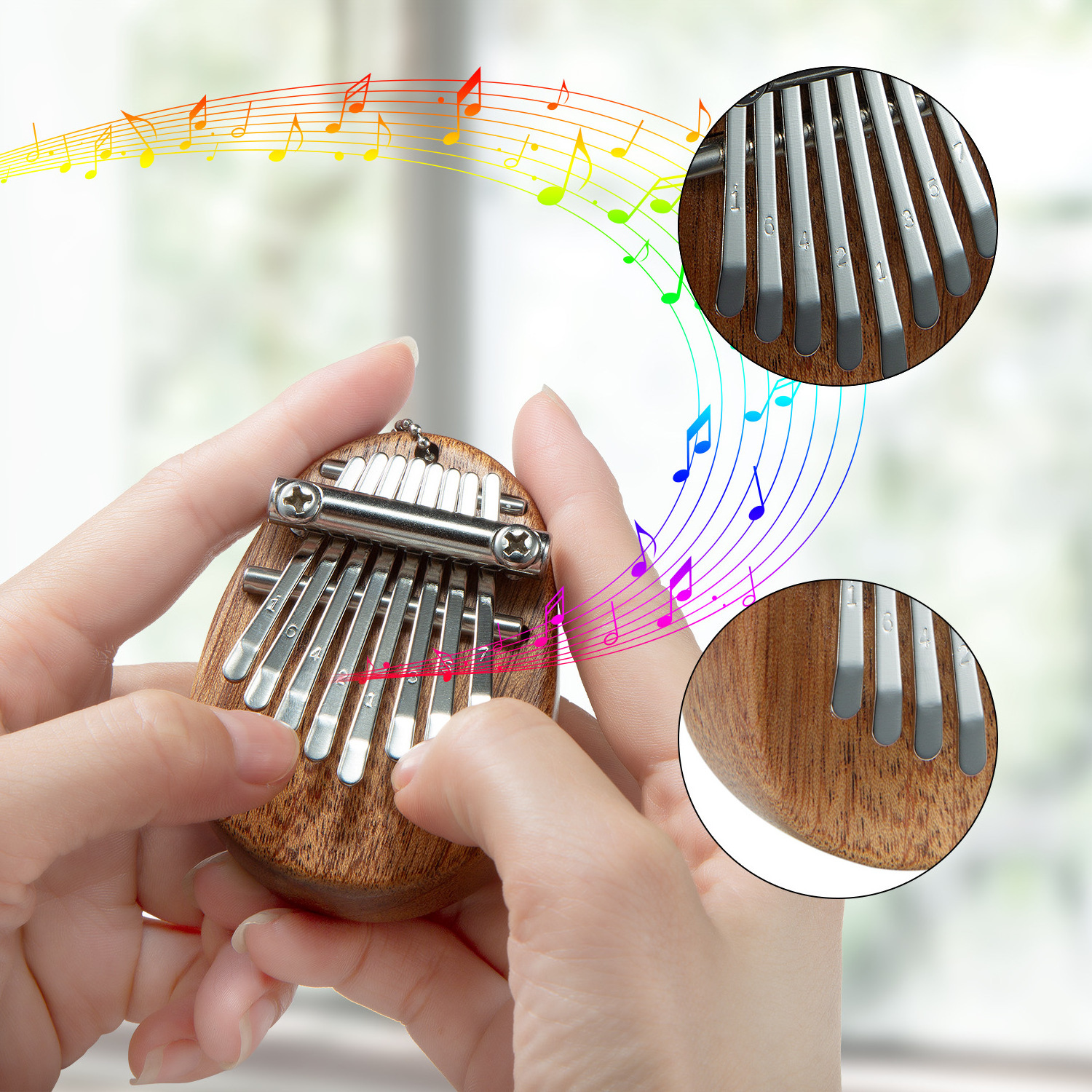 Mini Kalimba 8 Keys Solid Wood Finger Thumb Piano Portable Marimba Instrument Musical Thumb Piano Pocket Musical Gifts