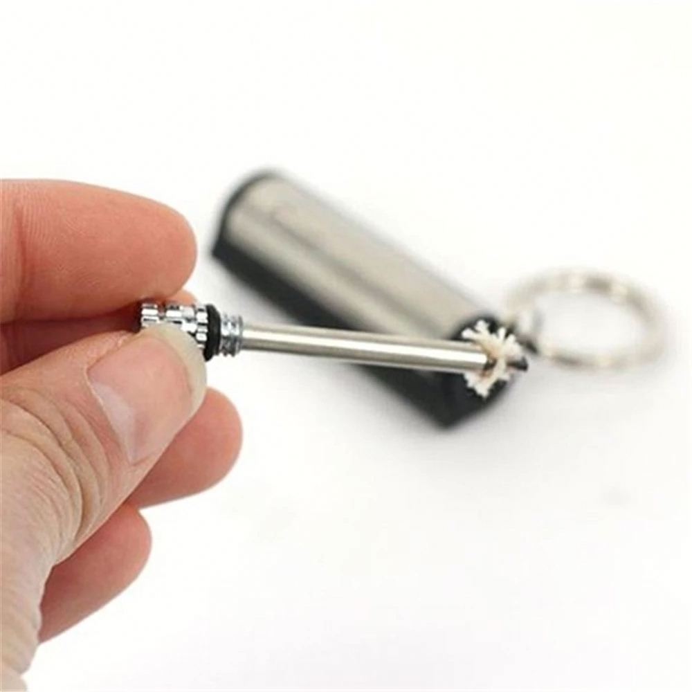 Permanent Match Multitool Waterproof Forever Survival Drilled Ferrocerium Flint Fire Starter Rod with Keychain Ring