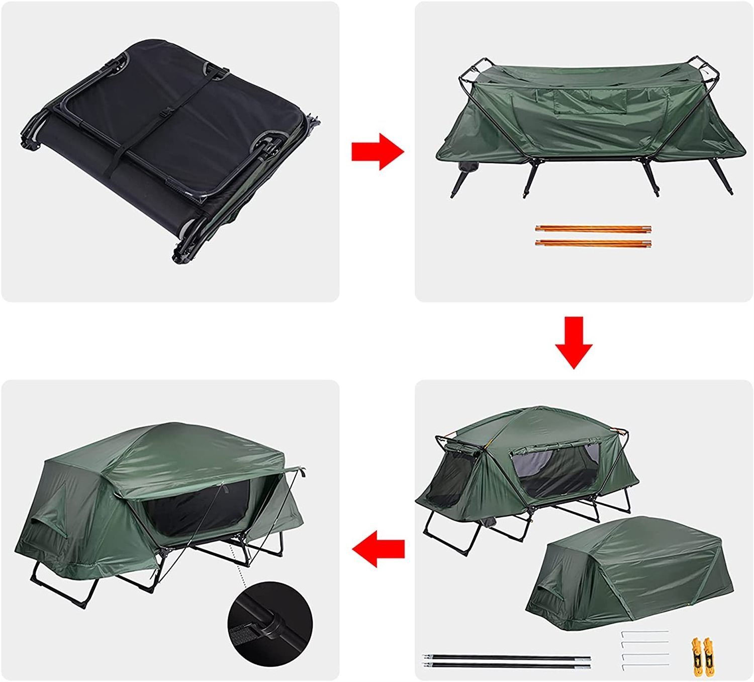 Outdoor portable waterproof 1~2 person folding oversized Tent Cot Camping Hiking Bed with rainfly