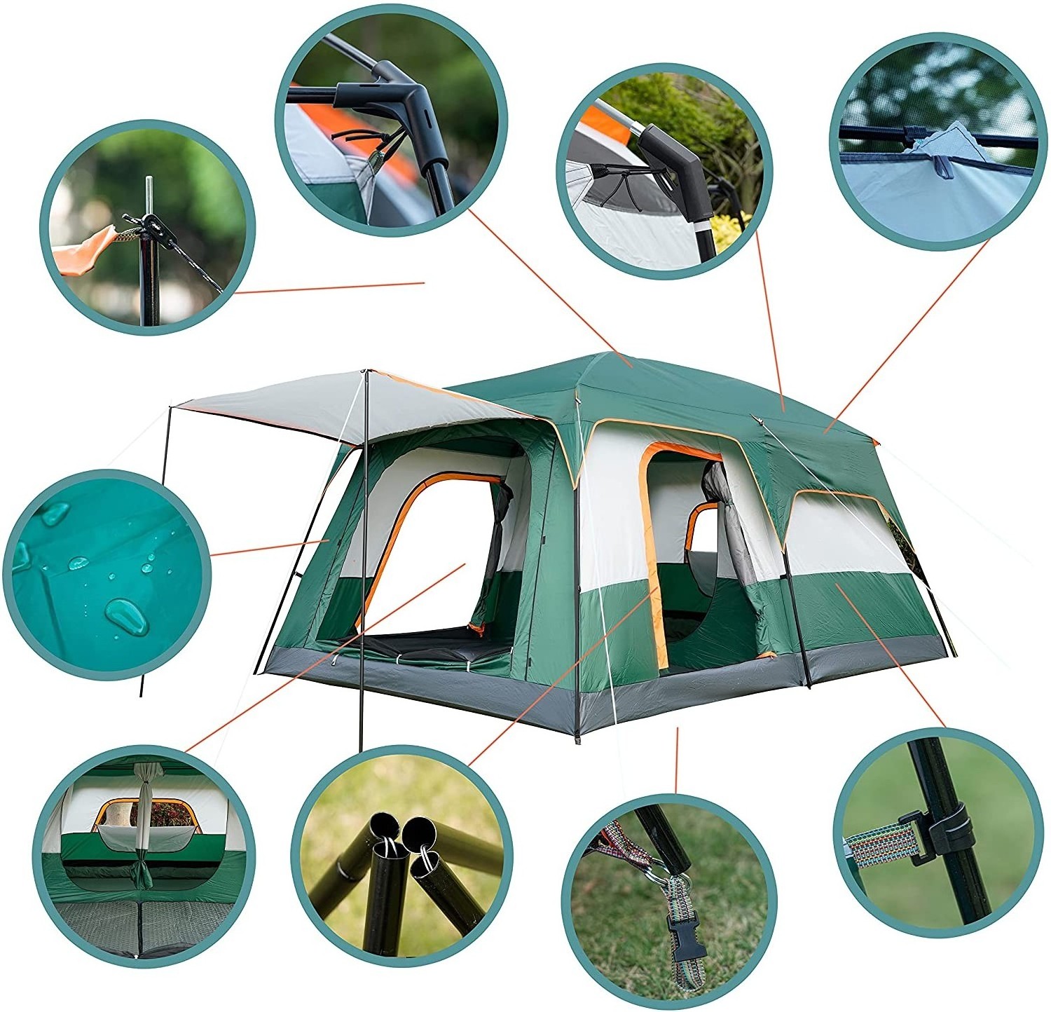 6-12 person large luxury outdoor waterproof canvas tent  for family camping